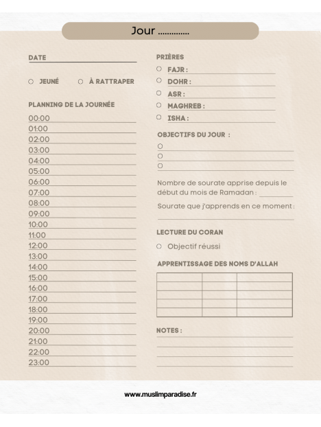 Ramadan planner pdf gratuit