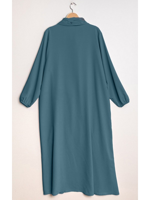 Abaya voile intégré bleu canard