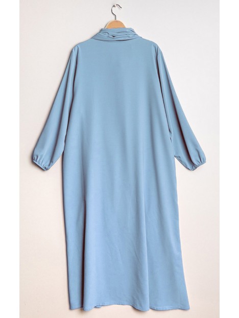 Abaya voile intégré bleu clair