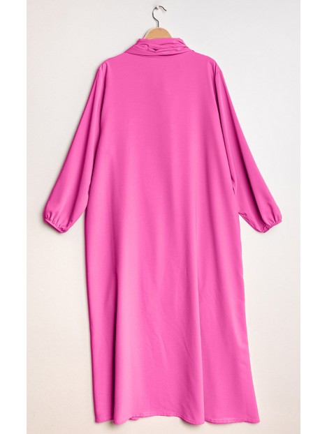 Abaya voile intégré rose fushia