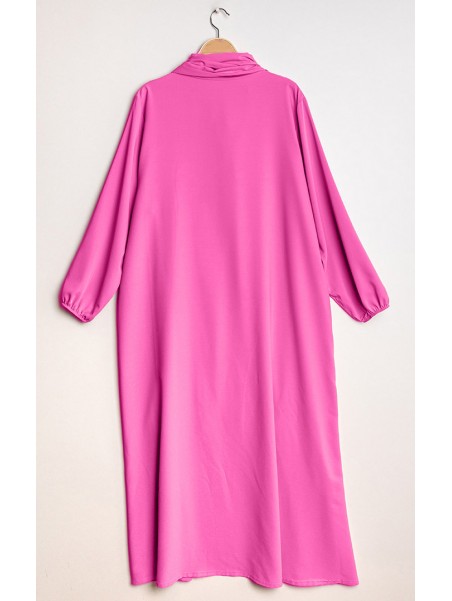 Abaya voile intégré rose fushia