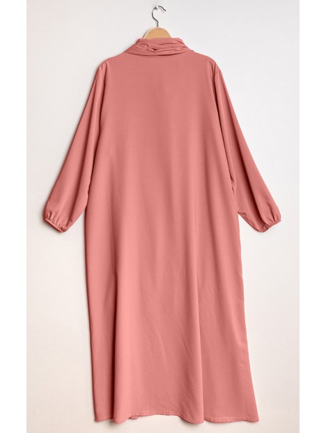 Abaya voile intégré rose