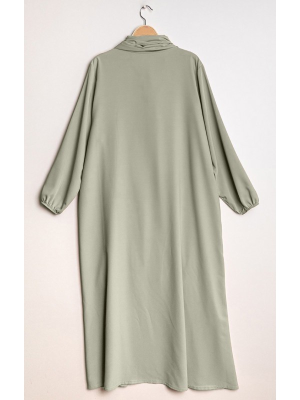 Abaya voile intégré vert pastel