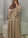 Abaya manche ballon beige