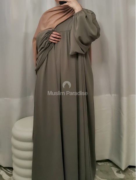 Abaya manche large taupe