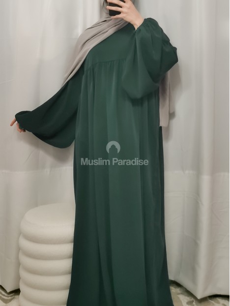 Abaya manche ballon vert sapin