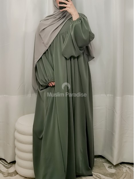 Abaya manche ballon pas cher - Soie de Médine - Muslim Paradise