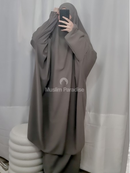 Jilbeb soie de medine taupe muslim paradise