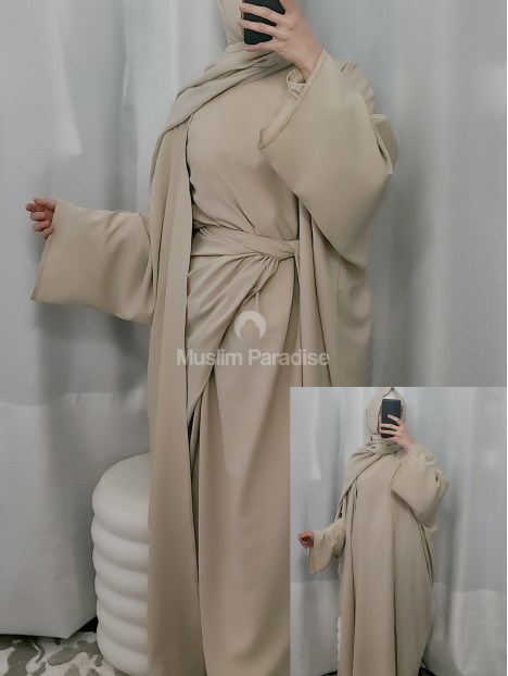Ensemble 3 pièces kimono abaya tablier - Muslim Paradise