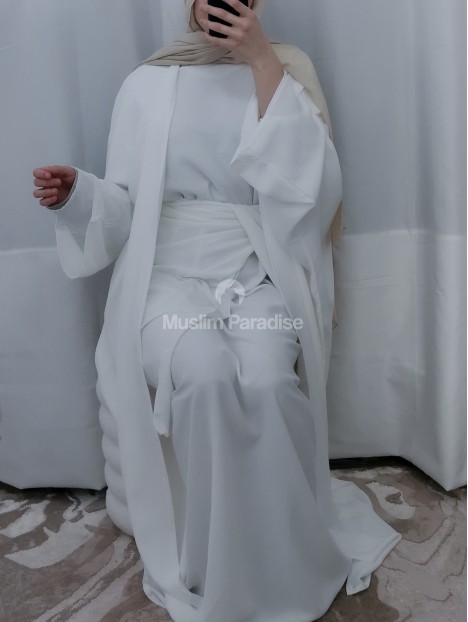 Abaya 3 pièces Blanc