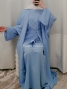 Abaya 3 pièces Bleu