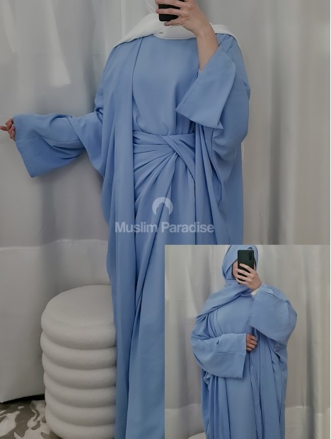 Ensemble 3 pièces kimono abaya tablier - Muslim Paradise