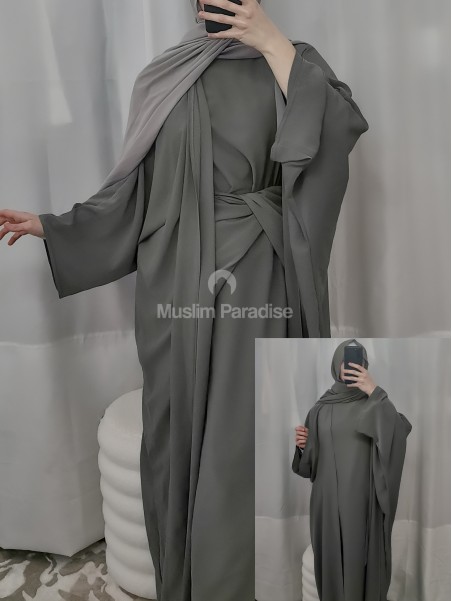 Ensemble 3 pièces kimono abaya tablier - Muslim Paradise