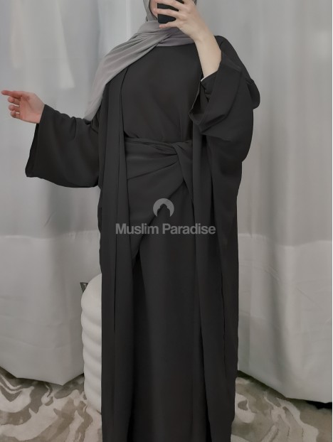 Conjunto 3 piezas kimono abaya delantal - Muslim Paradise