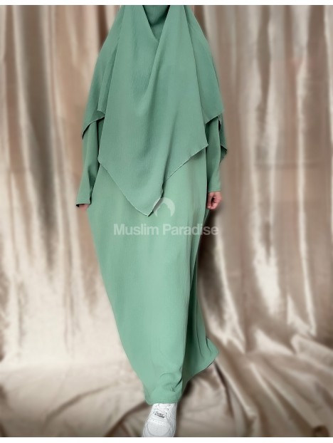 Abaya khimar Jazz Vert d'eau