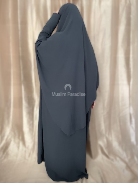 Ensemble khimar abaya pas cher gris foncé