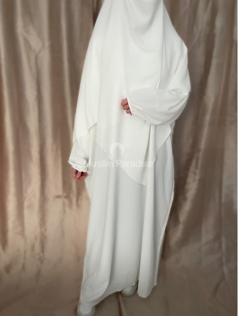 abaya soie de medine hajj omra blanche
