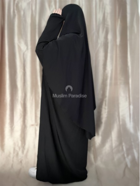 Ensemble abaya khimar soie de medine noir
