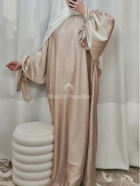 Abaya satiné champagne