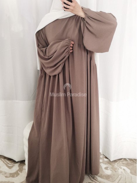 Abaya Manche ballon taupe
