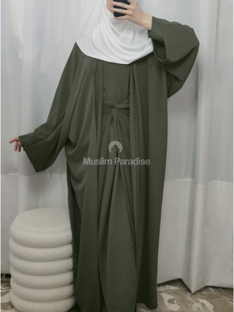Conjunto 3 piezas kimono abaya delantal - Muslim Paradise