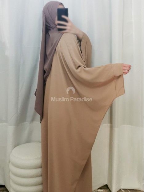 abaya manche pression beige