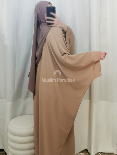 abaya manche pression beige