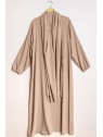 Abaya hijab intégré beige