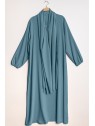 Abaya hijab intégré bleu canard