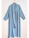 Abaya hijab intégré bleu clair