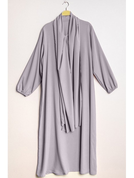 Abaya hijab intégré gris