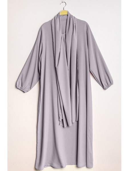 Abaya hijab intégré gris