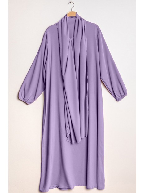 Abaya hijab intégré Lilas