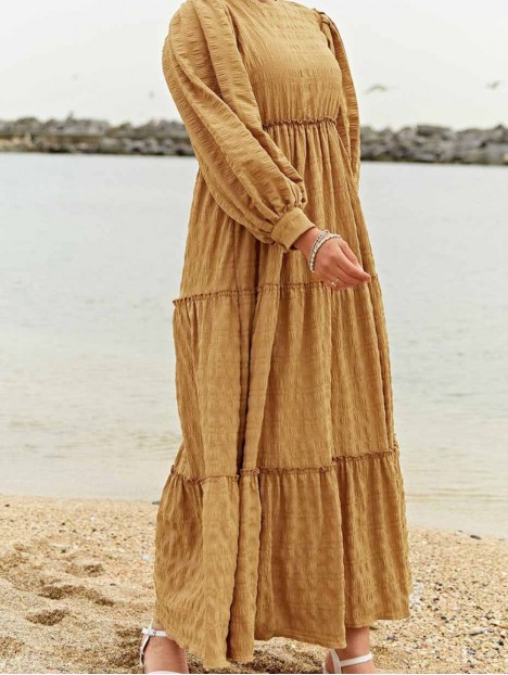 Robe longue beige modest fashion