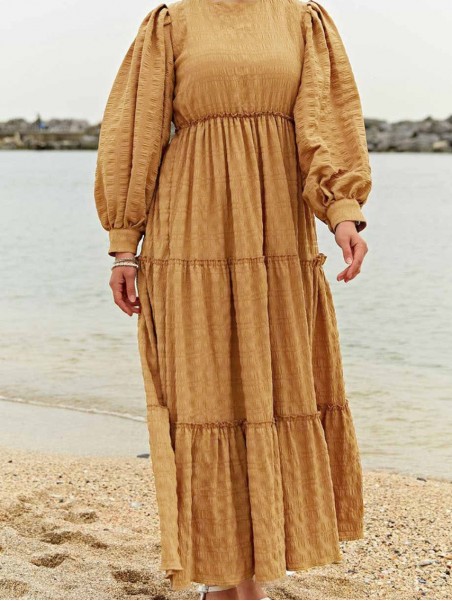 Vestido largo beige Kamelia - Muslim Paradise