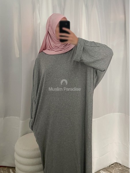 Abaya poche grise