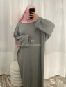 Abaya coton cotelée grise