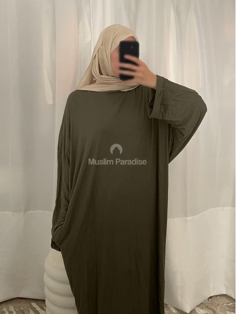 Abaya básica con bolsillos - Algodón acanalado - Muslim Paradise