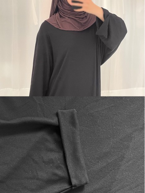 Abaya básica con bolsillos - Algodón acanalado - Muslim Paradise