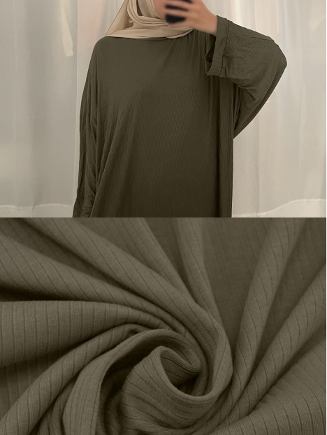 Abaya básica con bolsillos - Algodón acanalado - Muslim Paradise