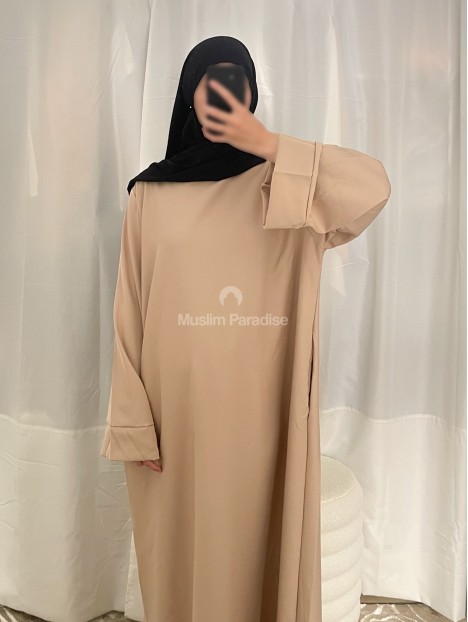 abaya à poche beige