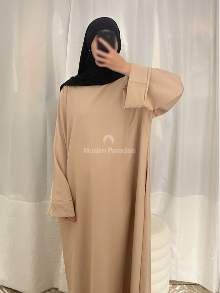 abaya à poche beige
