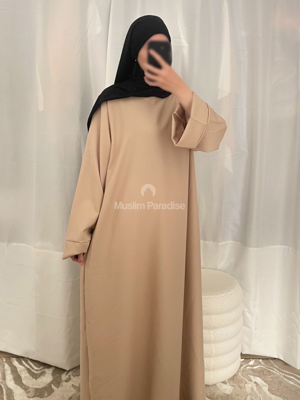 abaya basique à poches pas cher beige muslim paradise