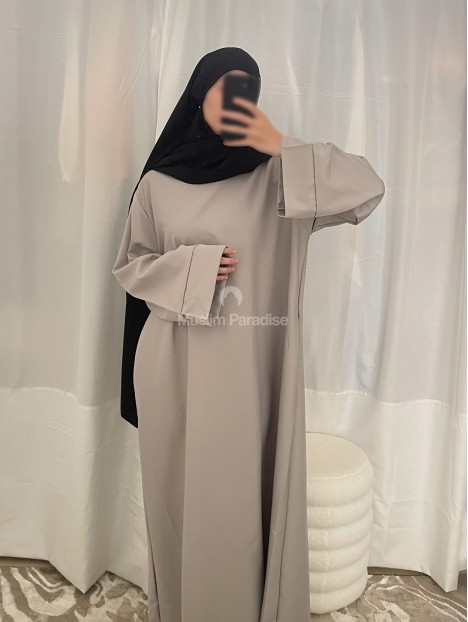 abaya à poche gris clair