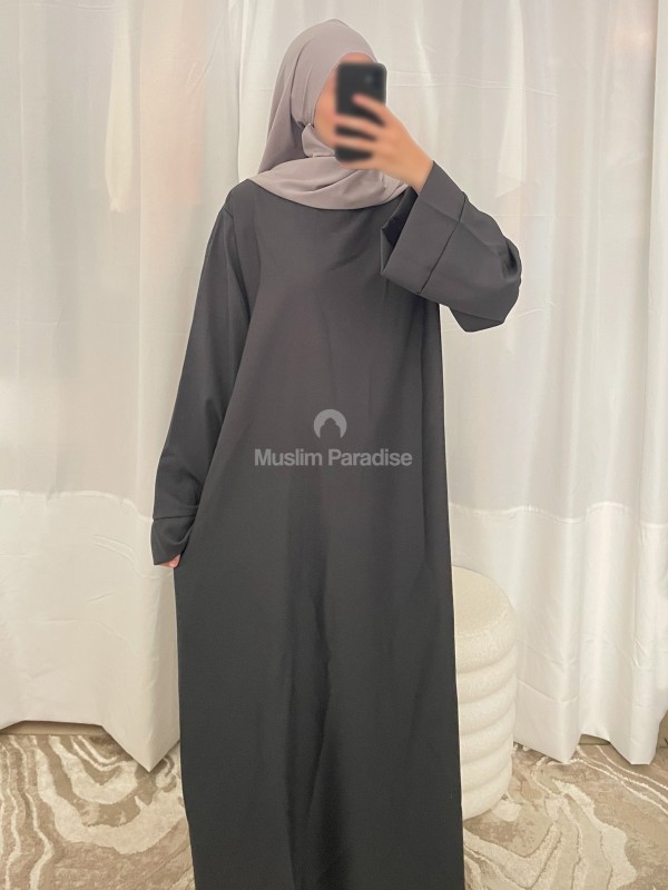 abaya à poche gris foncé