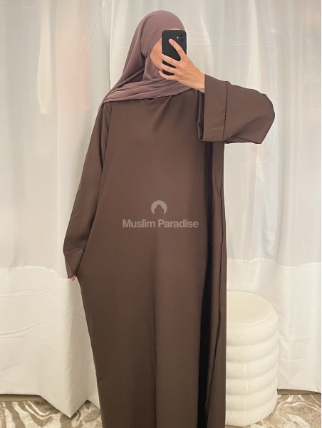 abaya à poche marron