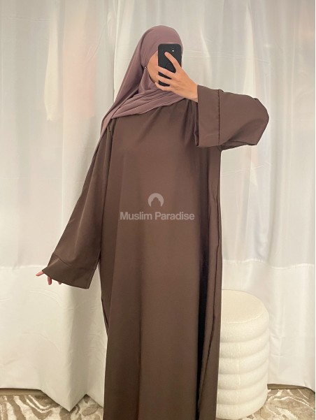 abaya basique à poches pas cher marron muslim paradise