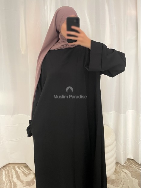 abaya à poche noir