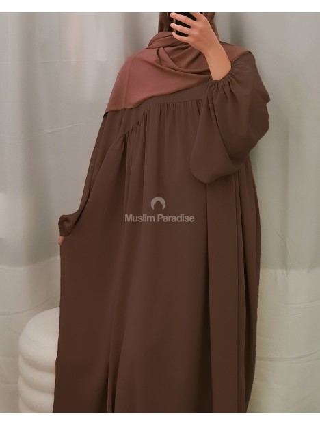 Abaya manches bouffantes marron