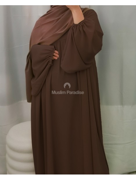 Abaya manches ballon marron